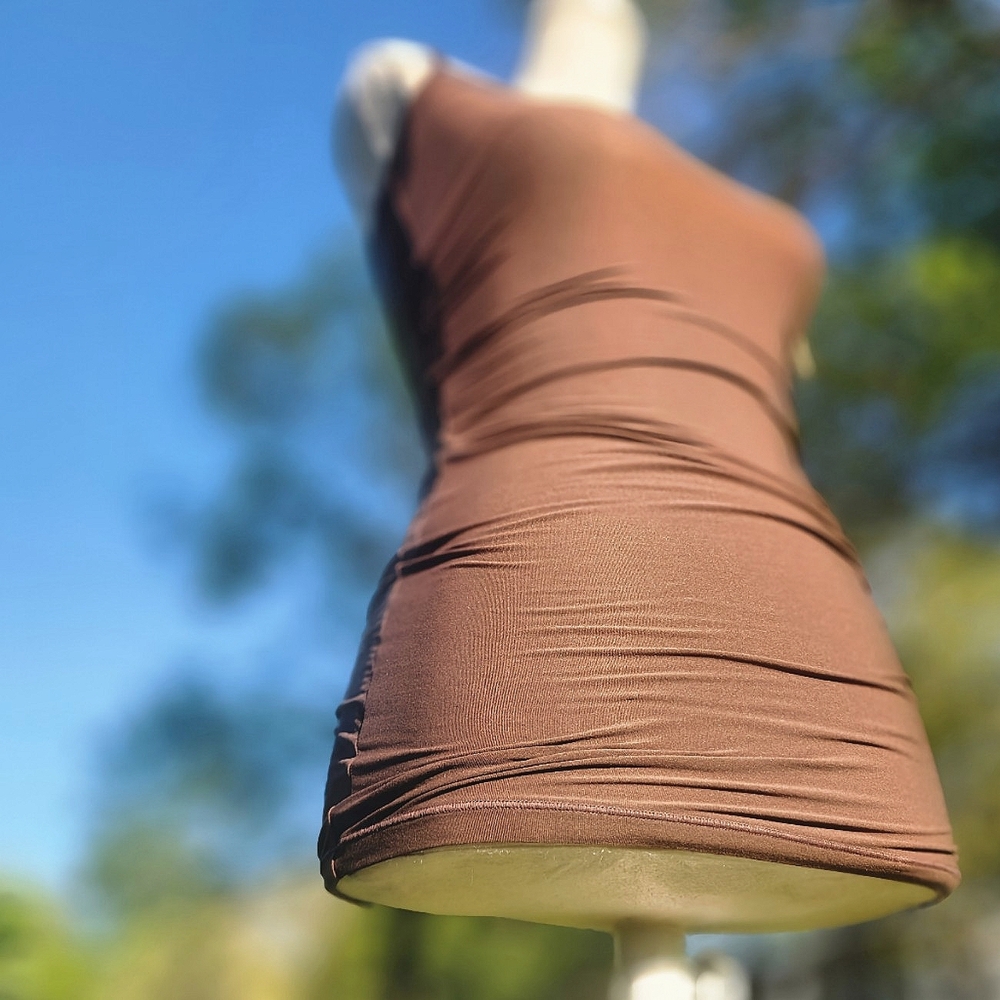 SKIMS Fits Everybody Slip Mini Dress in Cocoa size XXS NWT